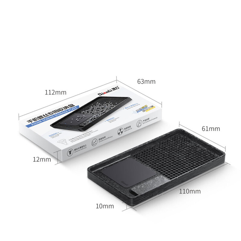 Qianli โทรศัพท์มือถือยาวสกรูสั้นสีดำหินสังเคราะห์ Hard Magnetic ถาดที่แม่นยำสกัด Fast กล่องซ่อม