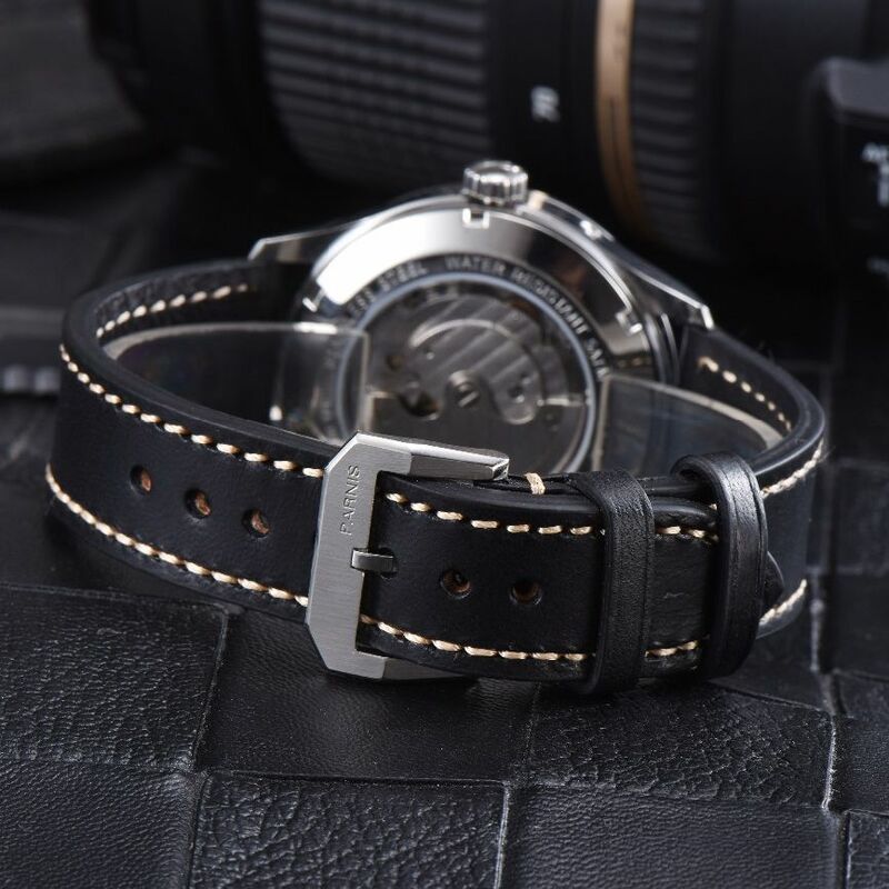 Модные Роскошные автоматические механические мужские часы Parnis 41,5 мм с автоподзаводом