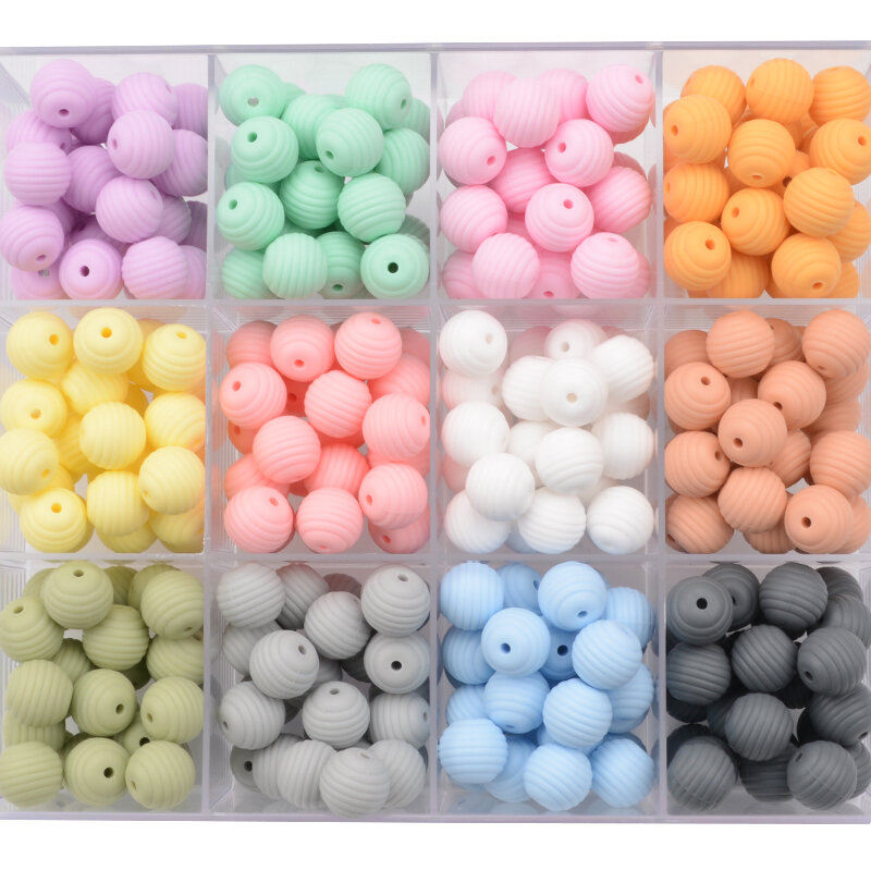 LOFCA – perles de dentition en Silicone pour bébé, 20 pièces, forme ronde en spirale de qualité alimentaire, 15mm, DIY, perles filetées sans BPA, anneaux de dentition pour bébé