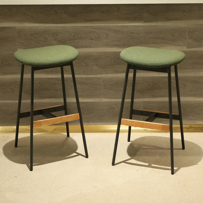 Удобный и стильный современный набор из 2 барных табурет для кухни и столовой-мягкая ткань с открытой спиной-C