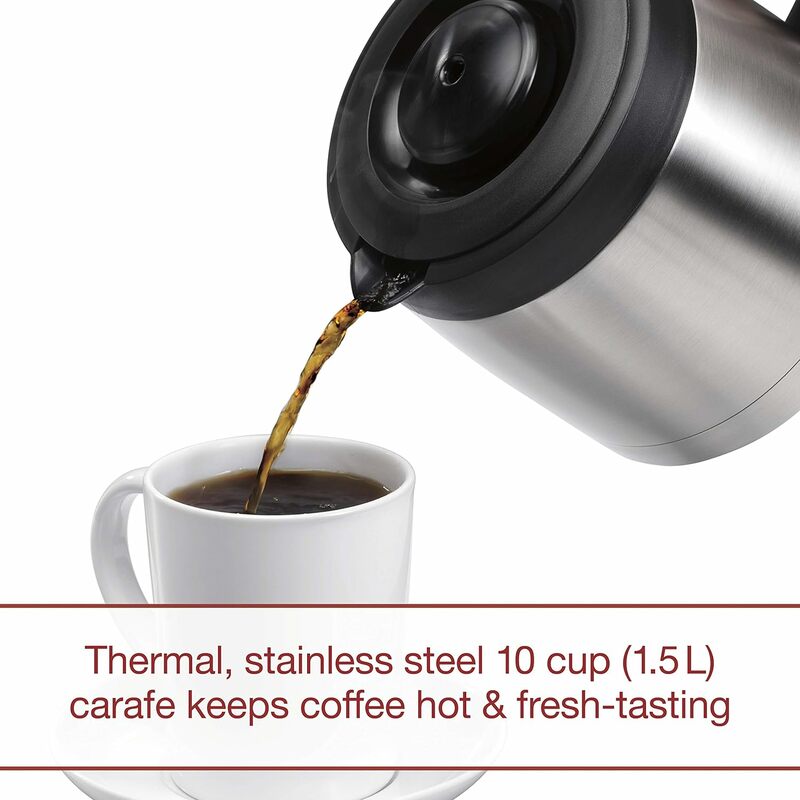 WOLF dla smakoszy programowalny System ekspresu do kawy z 10-filiżanową karafką termiczną, wbudowaną skalą gruntu, wyjmowanym zbiornikiem