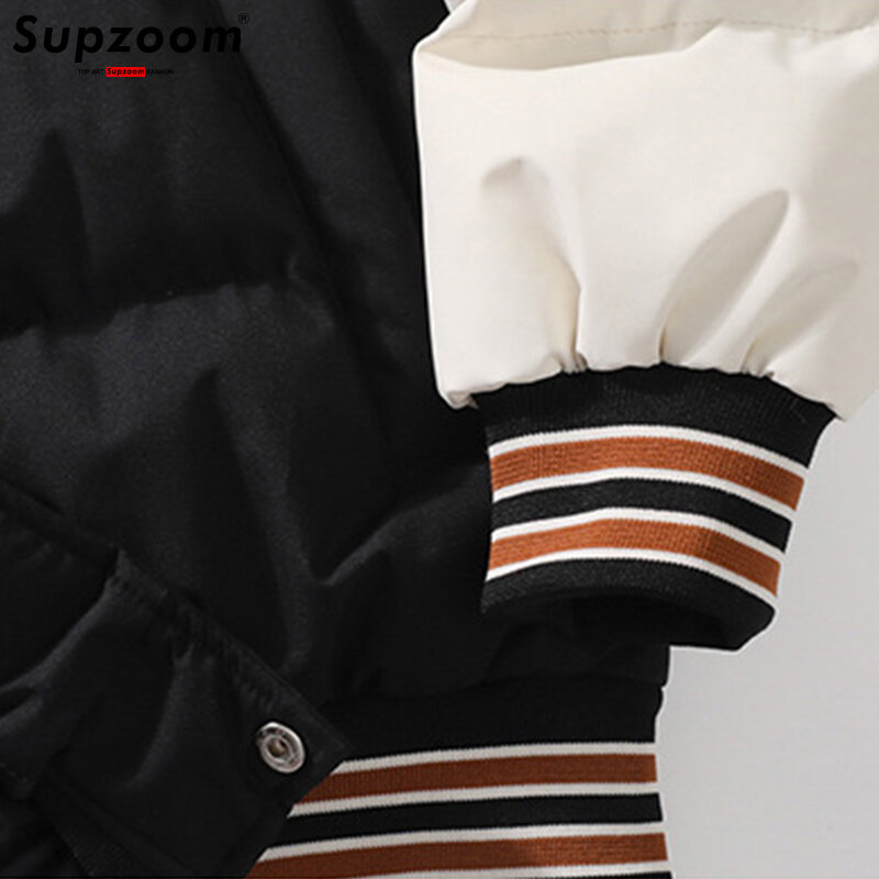 Supzoom New Arrival Casual Embroidery Mens Winter Trendy Fake Two-piece Hooded Bread Suit Couple Cotton-padded Jackets And Coats