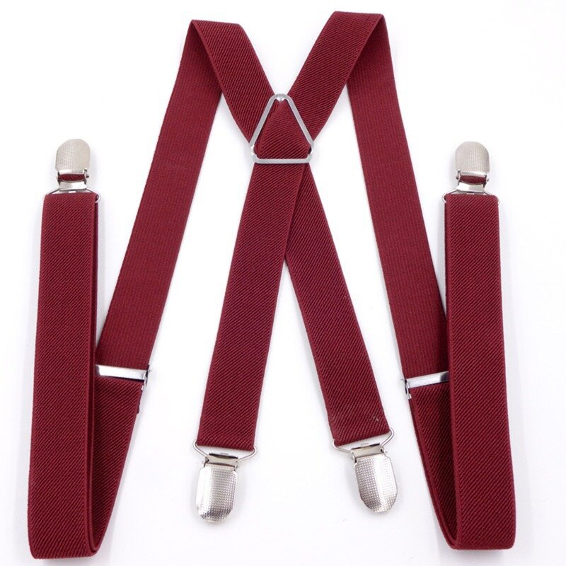 Bretelles élastiques réglables unisexes pour hommes et femmes, bretelles monochromes X, clips arrière sur les pantalons