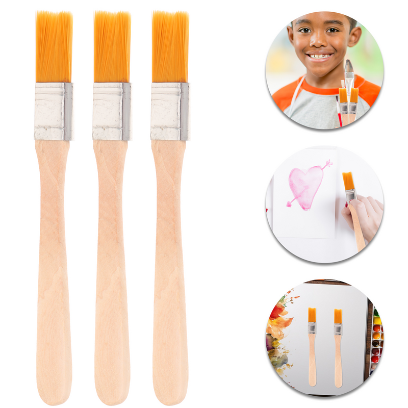 6 Pcs Paint Brushes For Kids Painting Brushes Reusable Small with Wood Handle Varnish Portable Wooden Nylon Child