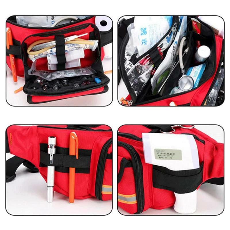 Bolsa de cintura de primeros auxilios vacía, bolsa de almacenamiento de emergencia portátil, Camping, viaje, almacenamiento médico, múltiples bolsillos, bolsa de supervivencia de emergencia