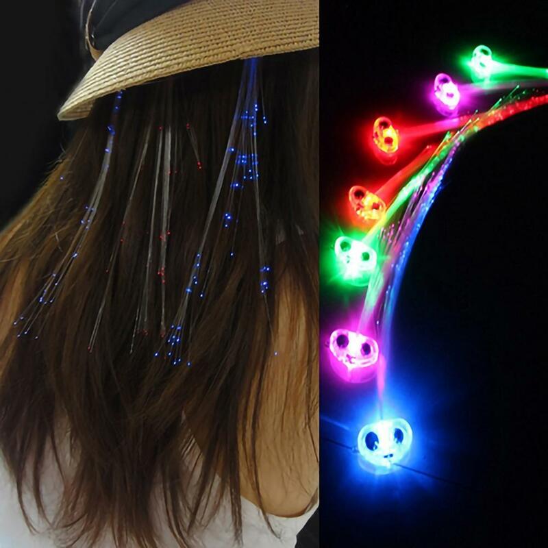 LED Brilhante Flash Peruca, trançado Clipe Hairpin, Decoração do cabelo, Legal Extensão Do Cabelo, Bar Party, luminosa Dança Sintética