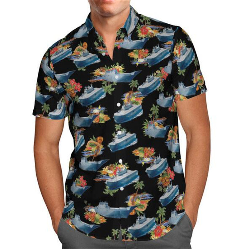 Rot Cartoon anime 3D Druck Strand Hawaiian Shirt Sommer Kurzarm Shirt Streetwear Übergroßen Chemise Homme Camisa Masculina