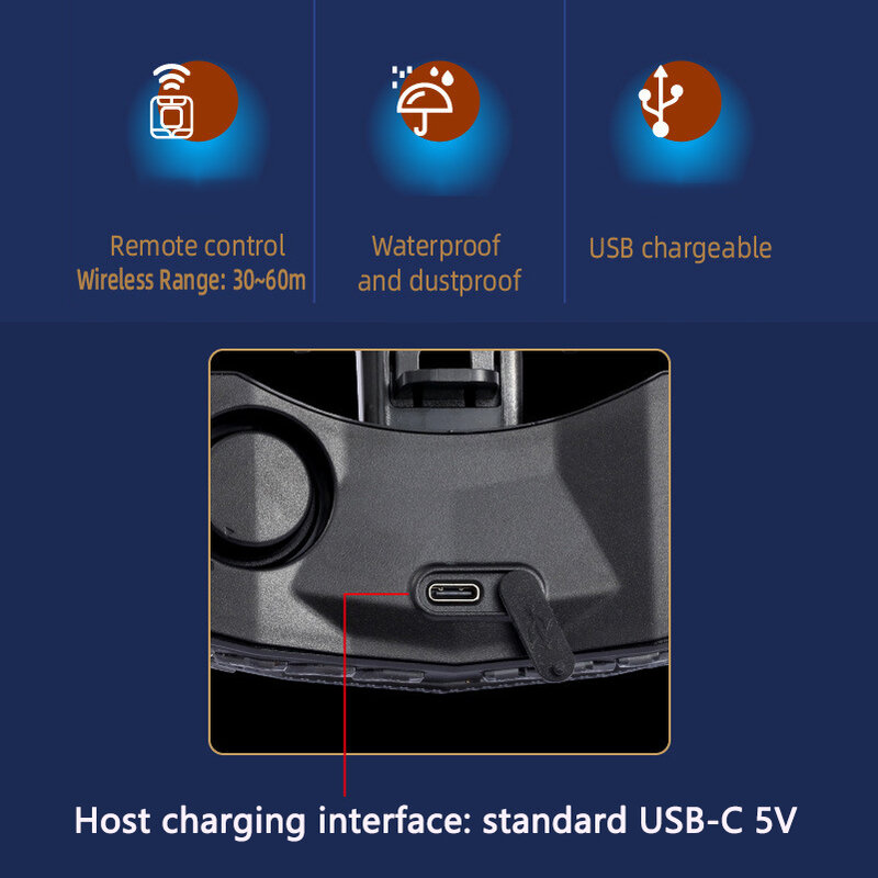 Controle remoto sem fio para porta e janela Detector de vibração Lâmpada de direção de freio de bicicleta Alarme de carregamento USB Sensor impermeável