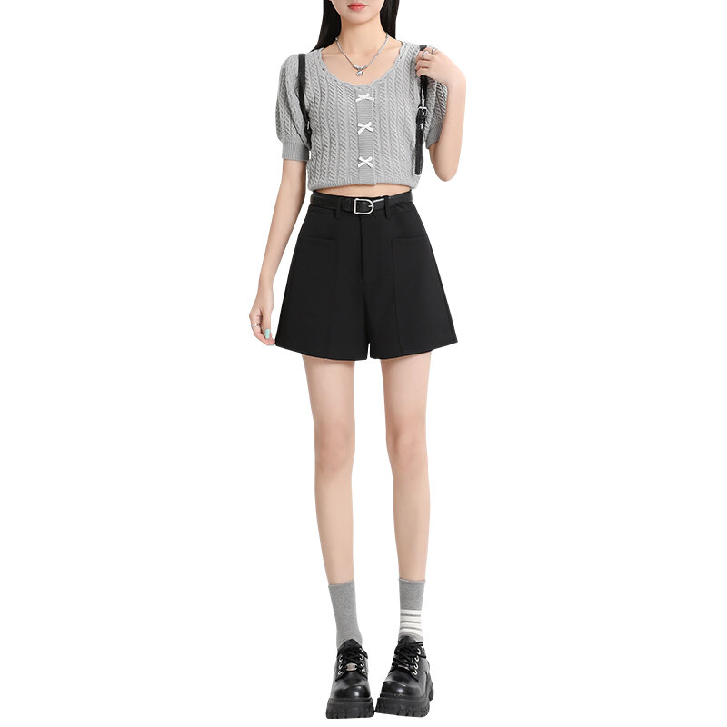 Fashionable High-waisted Loose A-line Shorts for Women in Spring and Summer 2024