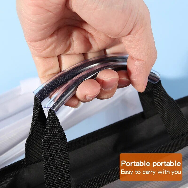 Tas tangan A4 transparan tas dokumen tahan air kapasitas besar Folder File kertas ujian multifungsi siswa tas sekolah kantor