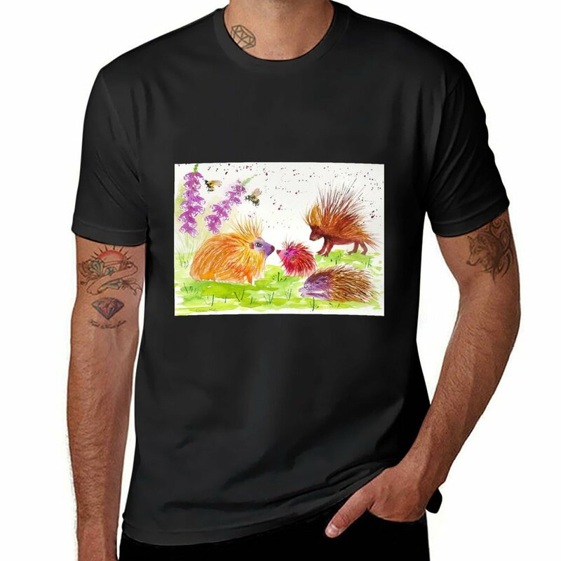 Colorful Porcupines among flowers T-Shirt tops boys whites oversized t shirt men