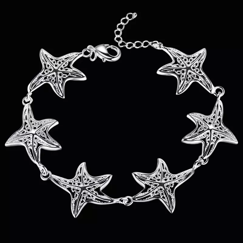 Новое поступление красивые шармы звезда рыба звезда серебряный цвет браслеты для женщин Свадебные высококачественные модные ювелирные изделия рождественские подарки