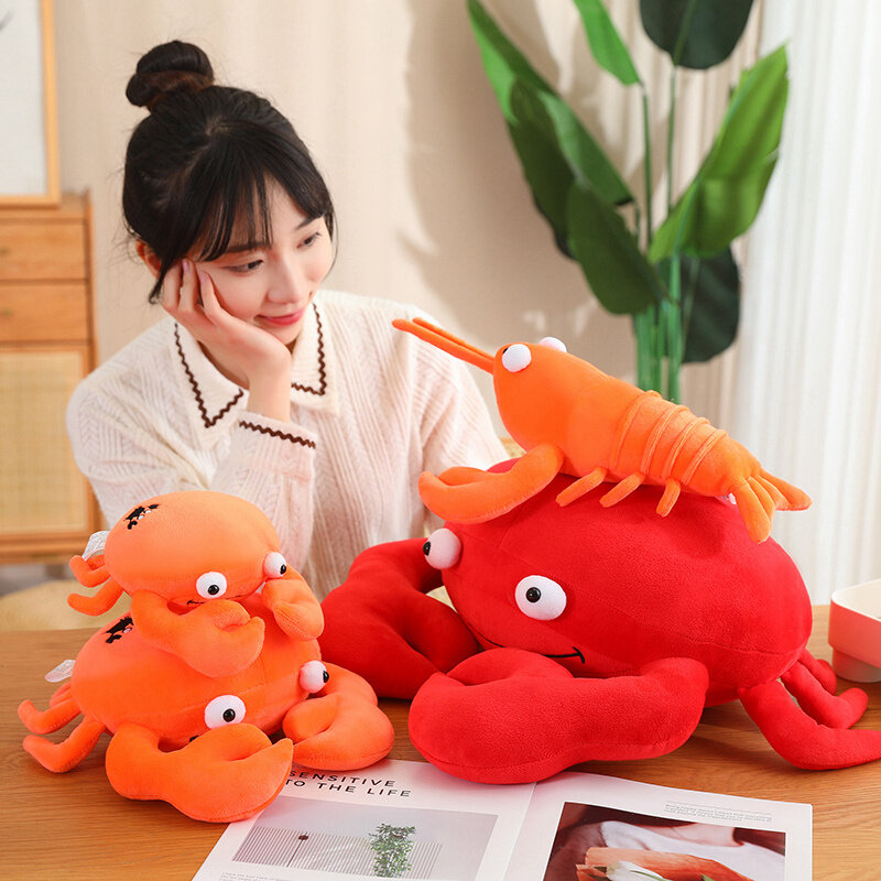 Indah kepiting merah mainan mewah boneka Lobster lembut bantal hewan laut nyaman hadiah ulang tahun hadiah 20-80cm