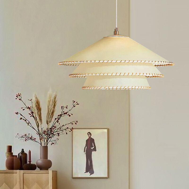 Скандинавский минималистичный подвесной светильник в виде пергамента, декоративное освещение в кремовом стиле для кабинета, спальни, ресторана, магазина одежды