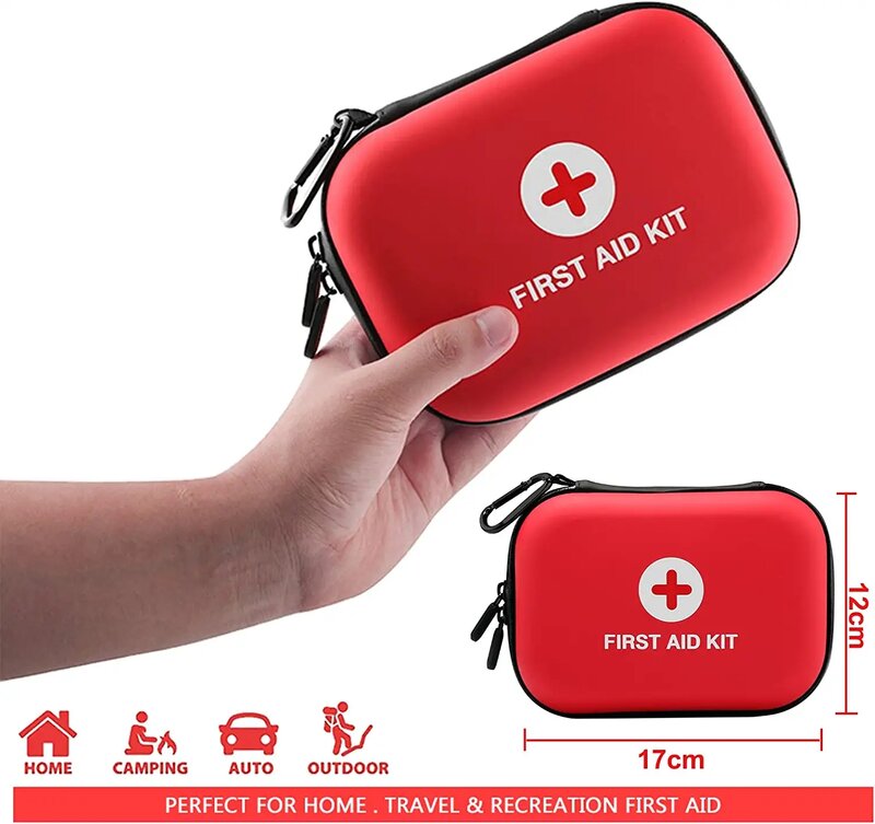 Tas penyimpanan pertolongan pertama medis kosong kecil PU EVA tas kasus untuk rumah tangga luar ruangan perjalanan peralatan berkemah obat bertahan hidup