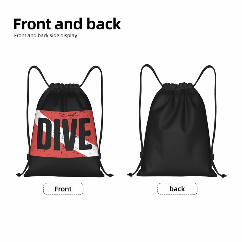 Custom Scuba Dive Flag Drawstring Bag Men Women Lightweight Sports Gym Storage Backpack