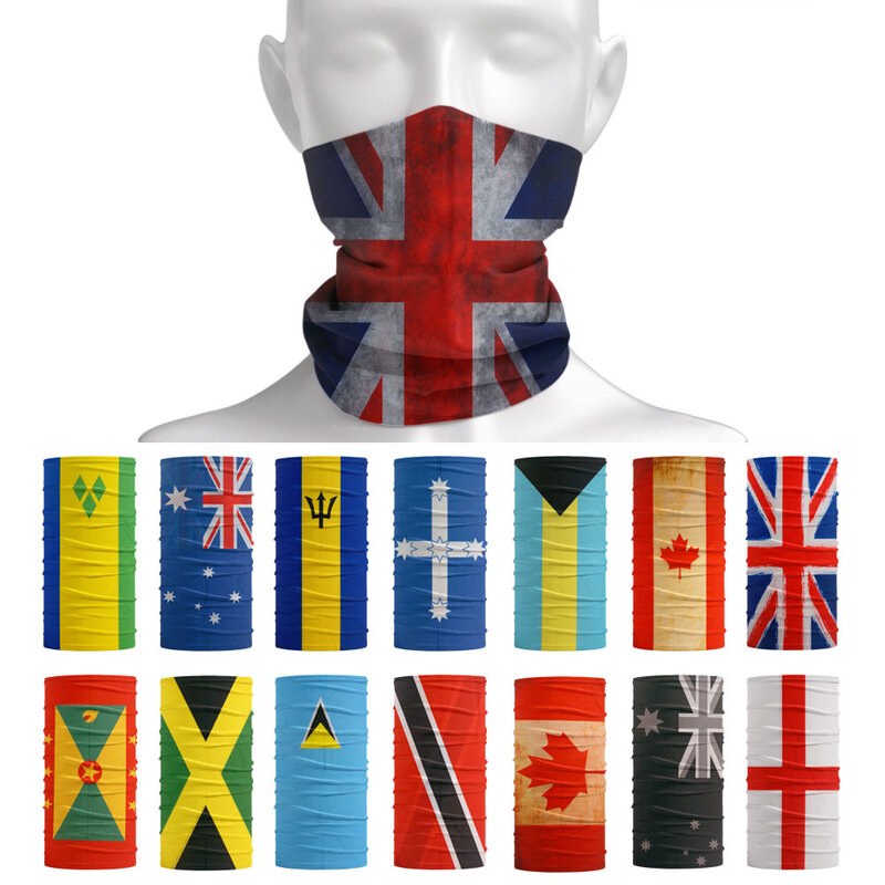 Headwear multifuncional para homens e mulheres, cachecol de ciclismo à prova de poeira, bandanas britânicas, Reino Unido, Inglaterra, Canadá, Austrália