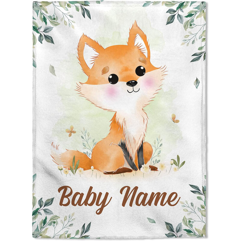 Personalized baby blanket, flannel blanket with boy's name printed, best gift for babies, newborn elephant fluffy