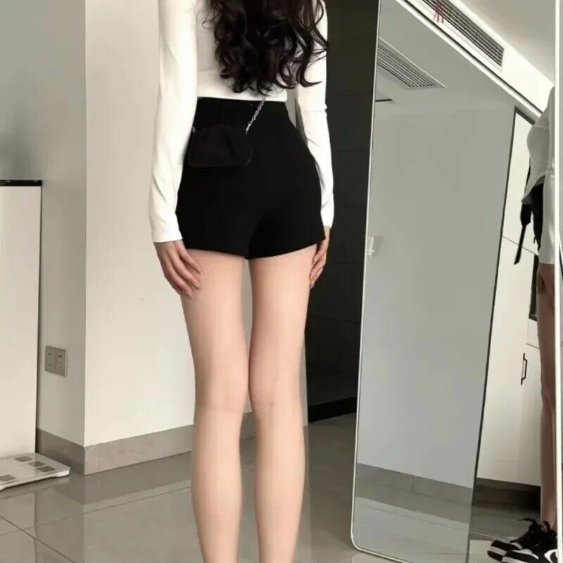 Shorts monocromáticos elásticos femininos, shorts simples, que combinam com tudo, streetwear casual diário, streetwear, sweet girls, moda coreana, popular, sexy, verão