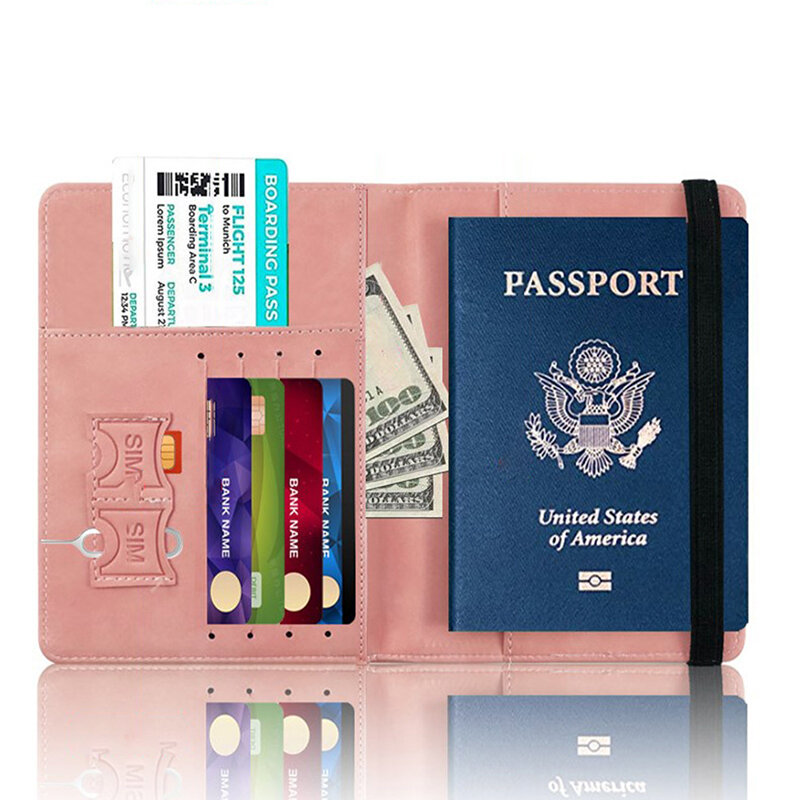 PU RFID Passaporte Tampa, Cartão de Identificação De Crédito Carteira, Documento À Prova D' Água, Bandagem Do Negócio, Titular Do Passaporte, Viagem Multifunction Protector