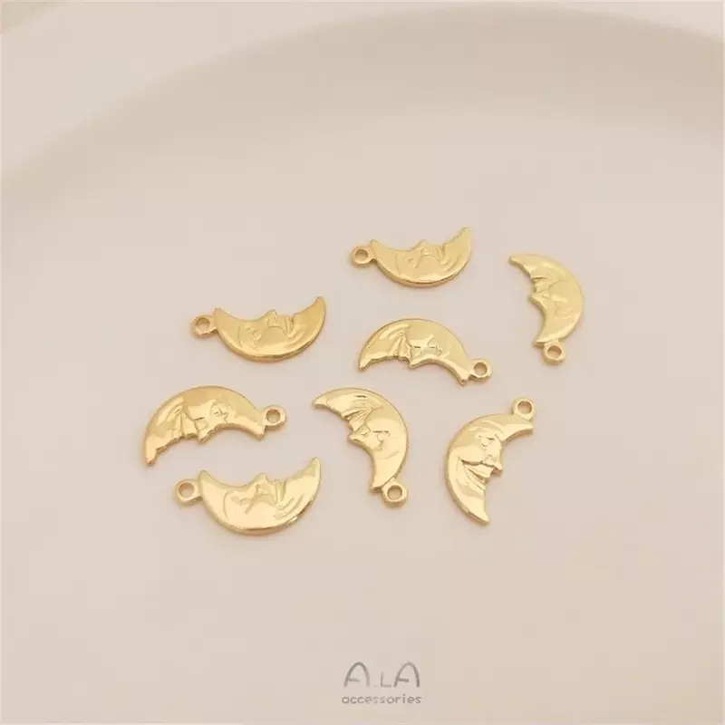 Starry Moon Small Pendant 14K Gold Package Moon Star Pendant Handmade Pendant DIY Bracelet Earrings Jewelry Accessories K097