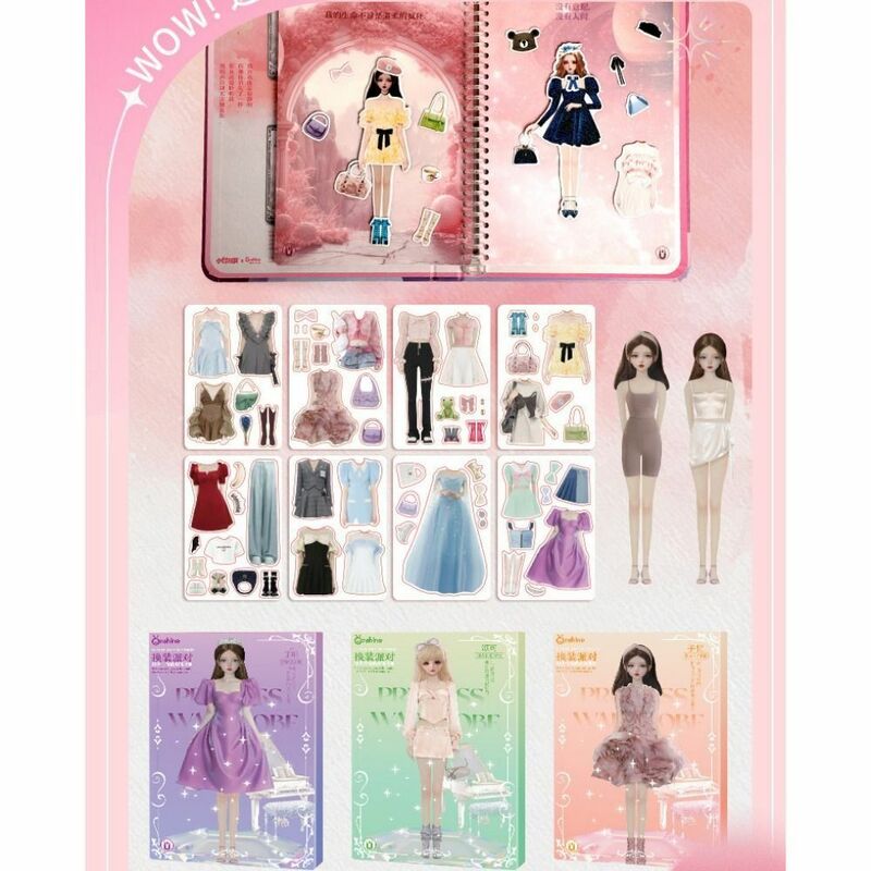 Play Repeatedly Paper Doll House Girl No Cutting Handmade DIY Cute Princess Book DIY Toy Sparkling Paper Doll Quiet Book