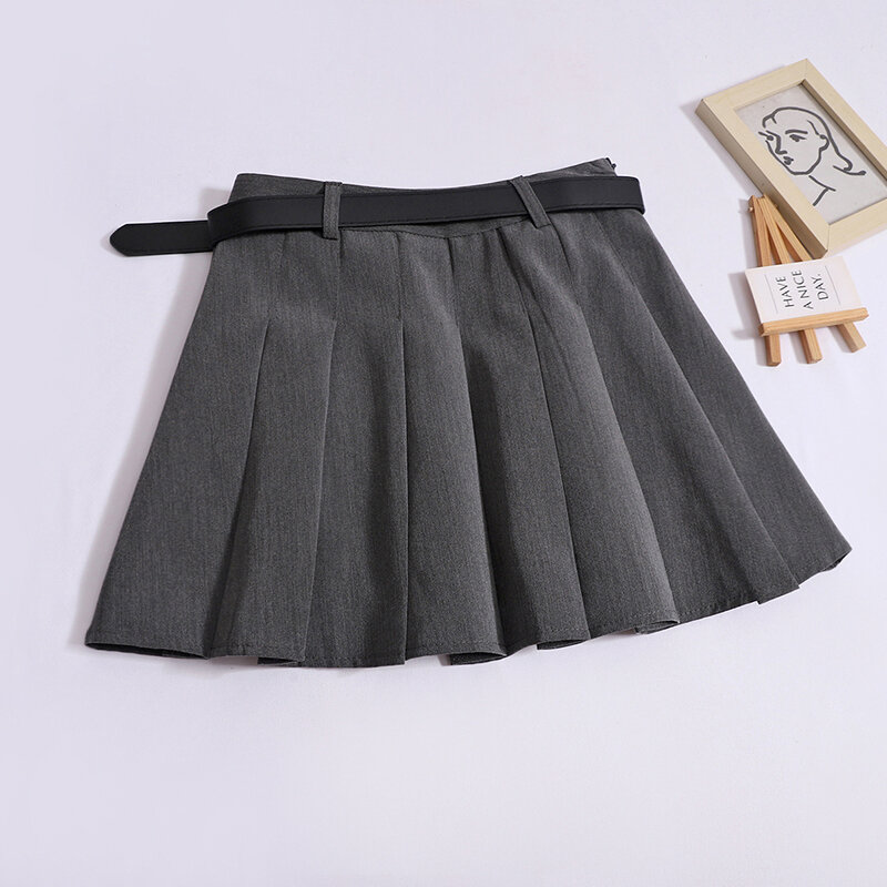 ITOOLIN Summer Women Chic Bowknot Embroidery Mini Skirts With Belt Preppy High Waist Sweet A-line Skirts Women Office Skirts