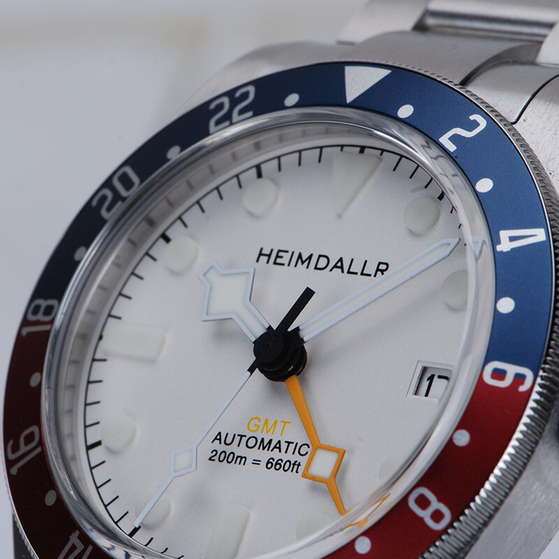 Heimdallr Gmt Horloge Nh34 Mannen Automatisch Mechanisch Horloge Bidirectionele Bezel Saffier 200M Waterdicht Bgw9 Lichtgevende Duikklok