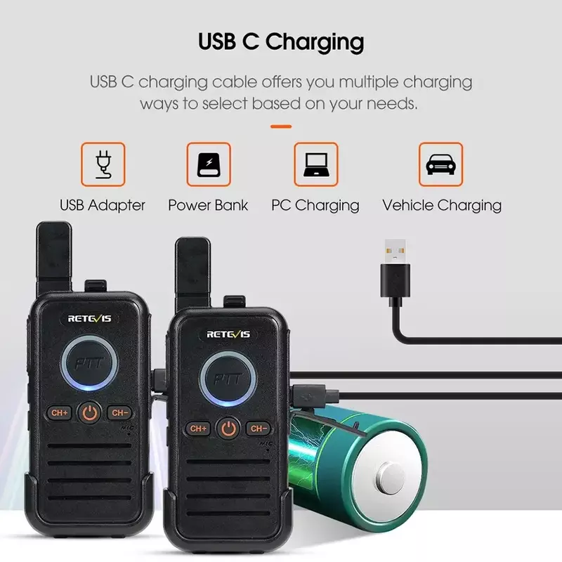 Retevis-walkie-talkie profesional Dual PTT, Radio bidireccional portátil PMR446, RB645 VOX, USB C para Hotel y restaurante