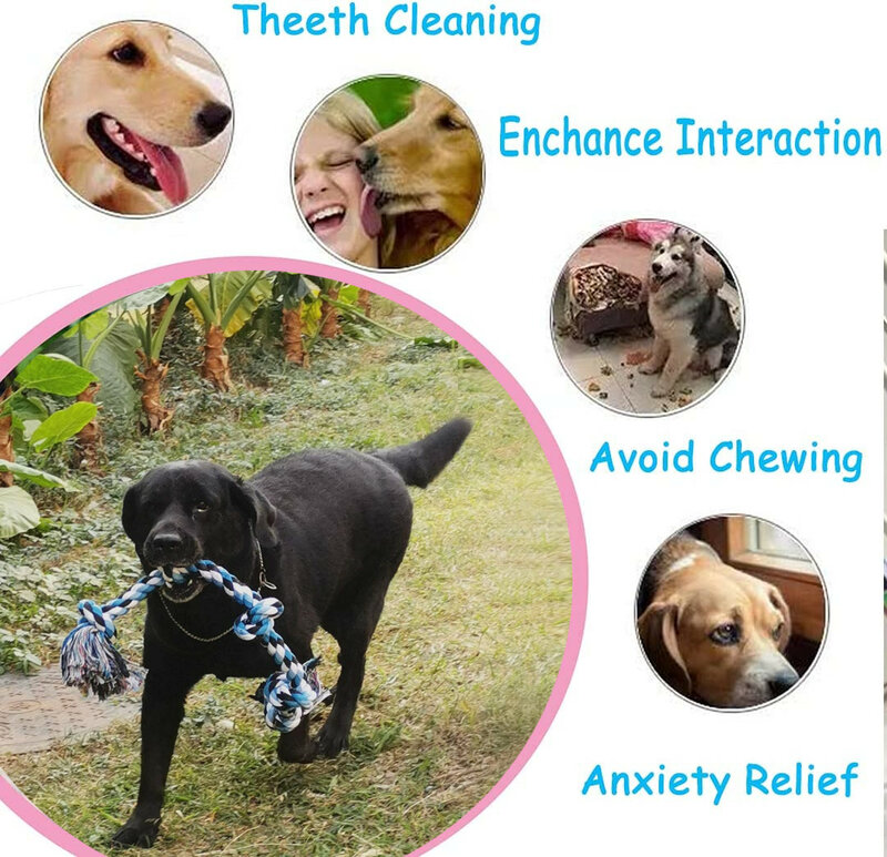 สุนัขเชือกของเล่น Pet บดฟันของเล่นผ้าฝ้ายเชือกวัสดุไม่เป็นอันตรายสุนัขทำความสะอาดฟันของเล่นสายจูงสุนัขของเล่น