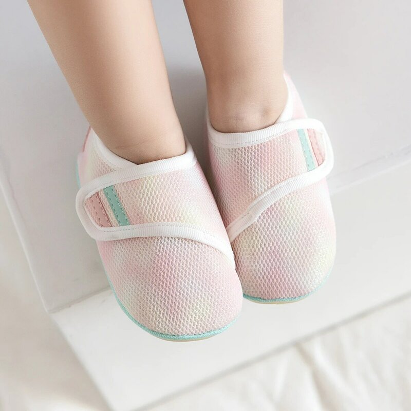 Легкие дышащие кроссовки для новорожденных, сетчатая повседневная обувь на мягкой резиновой подошве, Нескользящие, для прогулок, обувь для пола, весна-осень