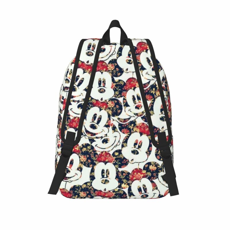 Custom Mickey Mouse Head Cartoon Travel Canvas Backpack Women Men School Computer Bookbag College Student Daypack Bags
