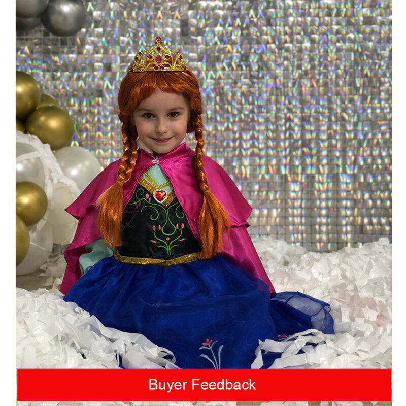 Anna e Elsa cosplay para crianças, vestido de princesa rainha da neve e capa, menina extravagante, performance infantil, mascarada Fairy Frock