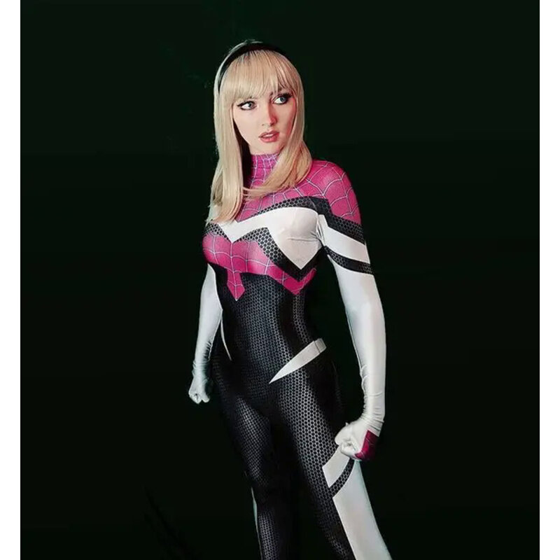 Fantasias de bodysuit Spiderman para adultos e crianças, terno Zentai, macacão Halloween, super-herói feminino, mulher, meninas, 2099