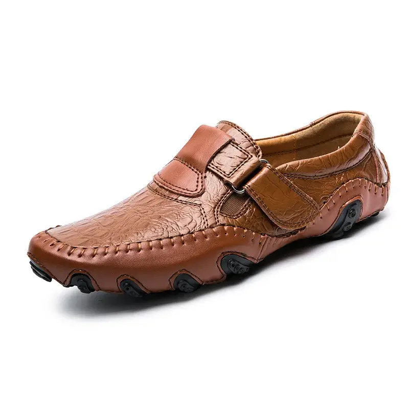 Chaussures de golf professionnelles en cuir pour hommes, baskets de marche plates en plein air, marron et noir, mode
