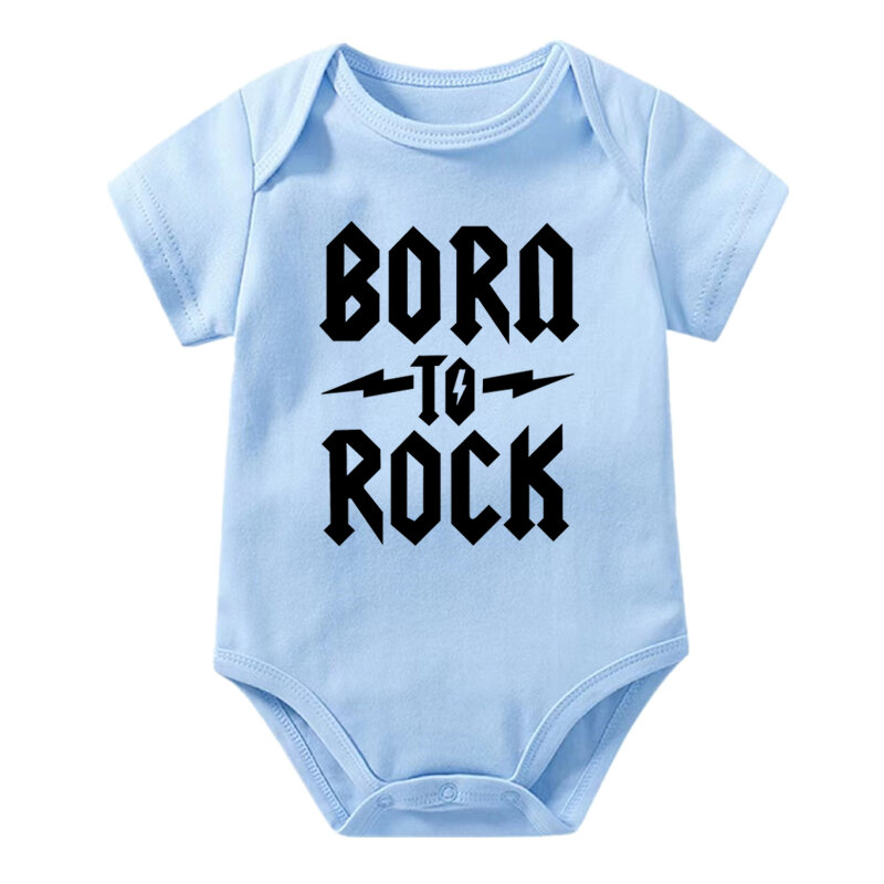 Baju Bayi Baru Lahir Born To Rock Bodysuit Bayi Katun Lengan Pendek Jumpsuit Baju Bayi Laki-laki Imut Pakaian Bayi Rock