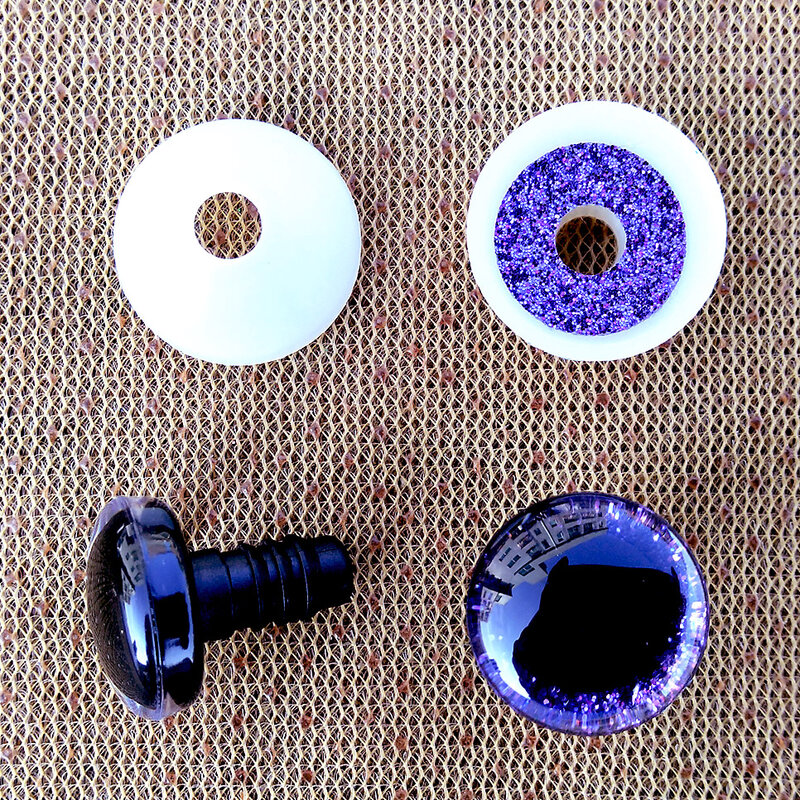 Ojos de seguridad de plástico con purpurina 3D transparente para juguetes de ganchillo, manualidades, fabricación de muñecas, ojos seguros para bebés, 10/12/14/16/18/20/25/30/35mm, 20 unidades
