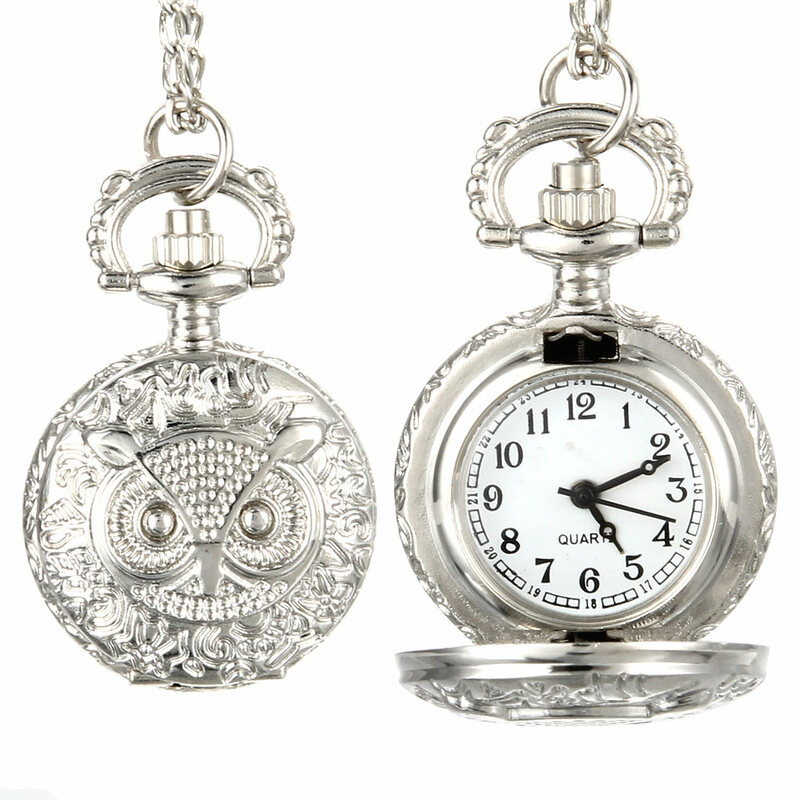 Relógio de quartzo Steampunk com corrente masculino, relógio de bolso vintage pequeno, colar coração oco, cor bronze, relógio fob de liga, presente
