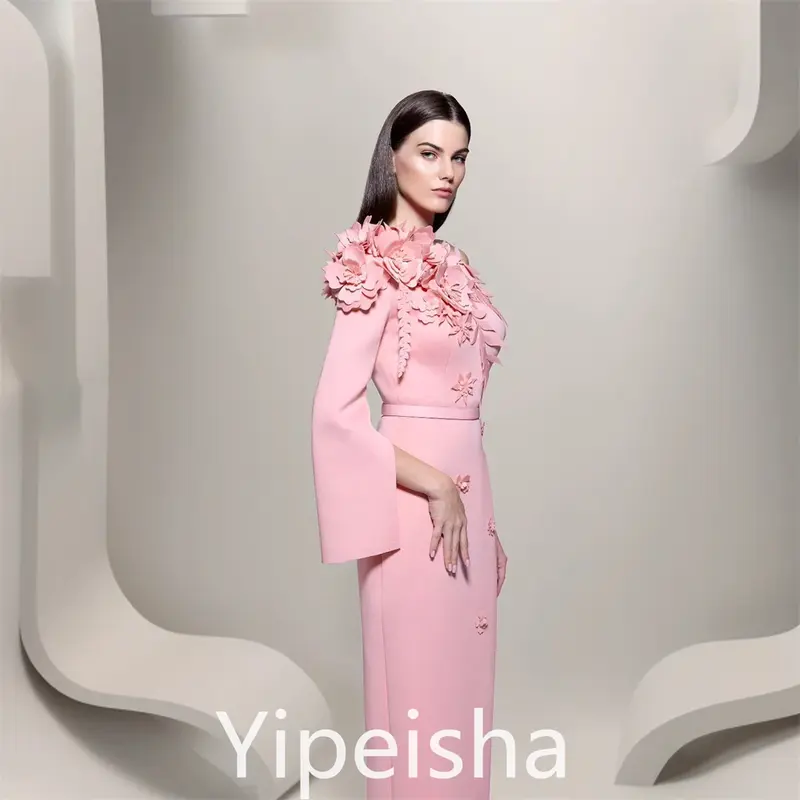 Yipeisha Prom Dress elegante moda monospalla sera fiore raso Anke lunghezza personalizzata