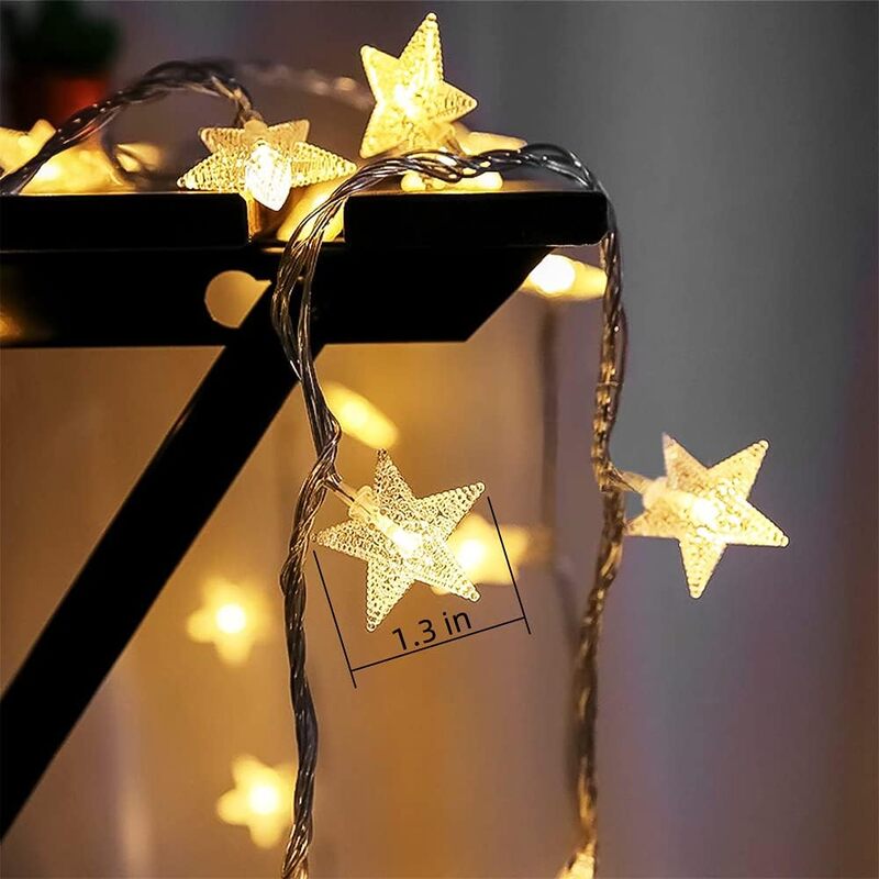 Guirxiété lumineuse étoile LED pour la maison, lampes dégradées, guirxiété de Noël, batterie USB 62, fête de mariage, rideau, 1.5m, 3m, 6m