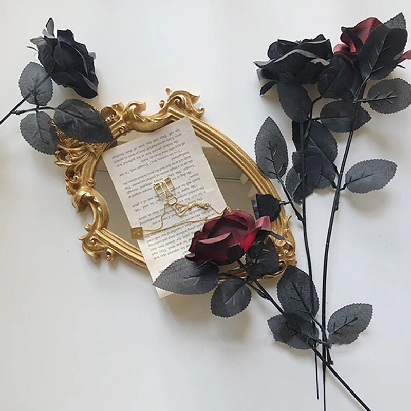 Flores artificiales de Rosa Negra gótica, flores de simulación, rosas de San Valentín, decoraciones para el hogar, 1 unidad