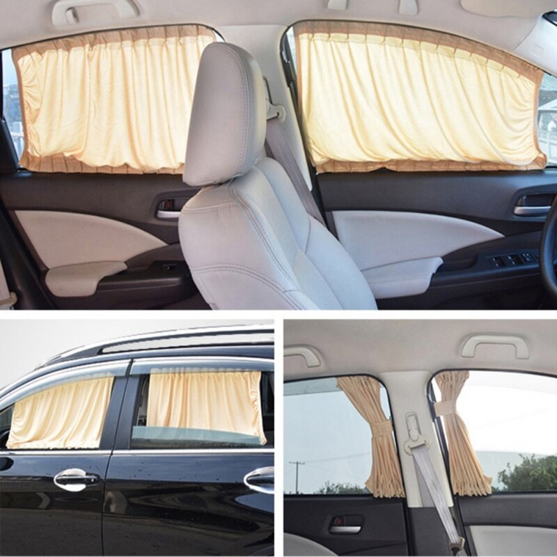 Dobrável Proteção UV Car Sun Shade, Preto Pano Puro, Cortina da Janela Lateral, Acessórios Auto, 50cm, 2Pcs