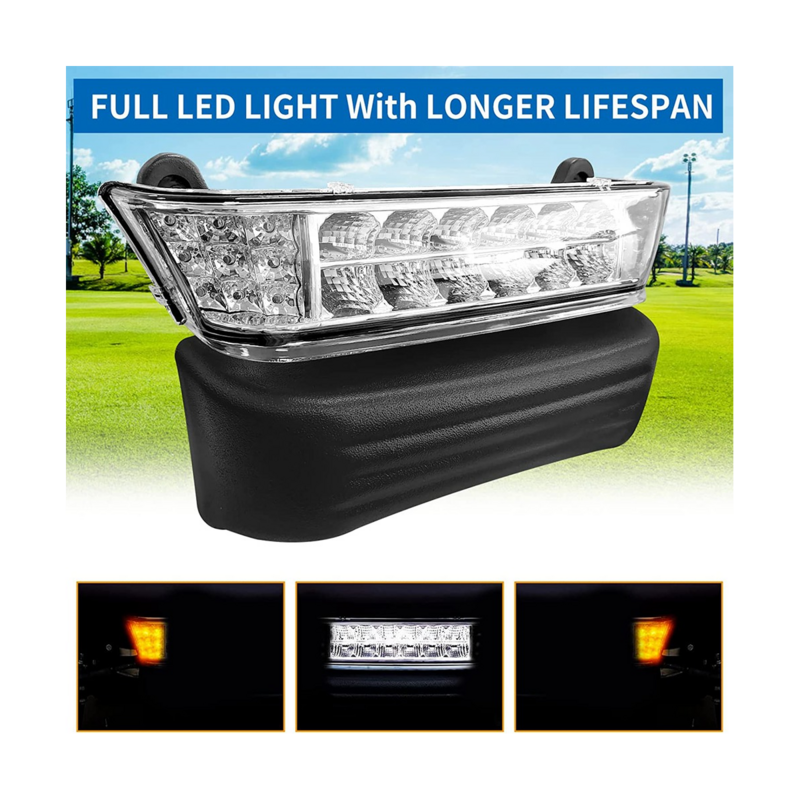 12V Deluxe LED Golf Cart Head Light with Bumper for Club Car Precedent 2004-UP Electric Part 102524801