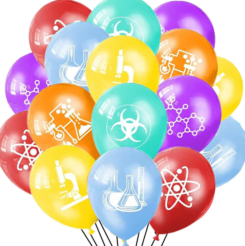 Balões do partido temático ciência, celebrações do feriado