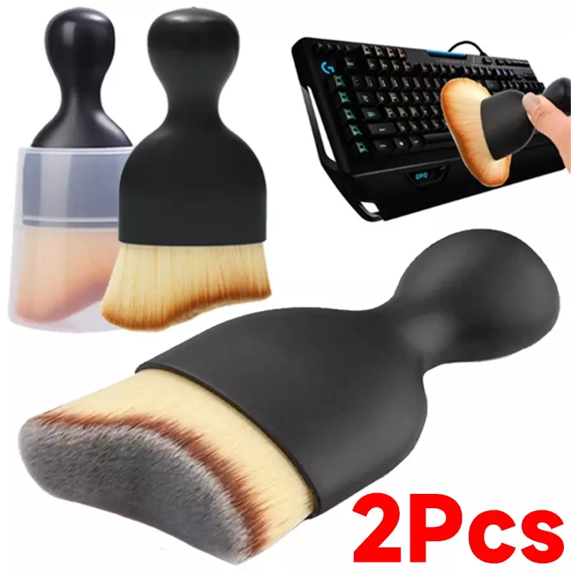 Cepillo de limpieza suave para teclado de coche, herramientas de limpieza con carcasa, eliminación de polvo, salida de aire, 1-2 piezas
