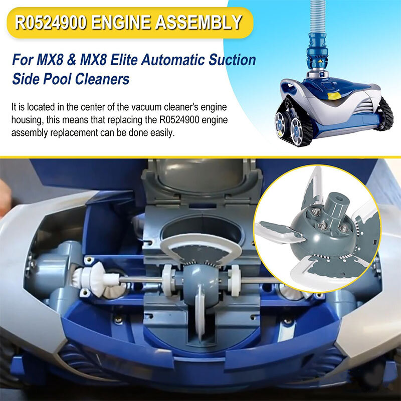 Kit de reconstrucción de piezas de repuesto de montaje de motor R0524900, compatible con Zodiac MX8 MX8EL Elite, succión automática, aspiradora de piscina lateral