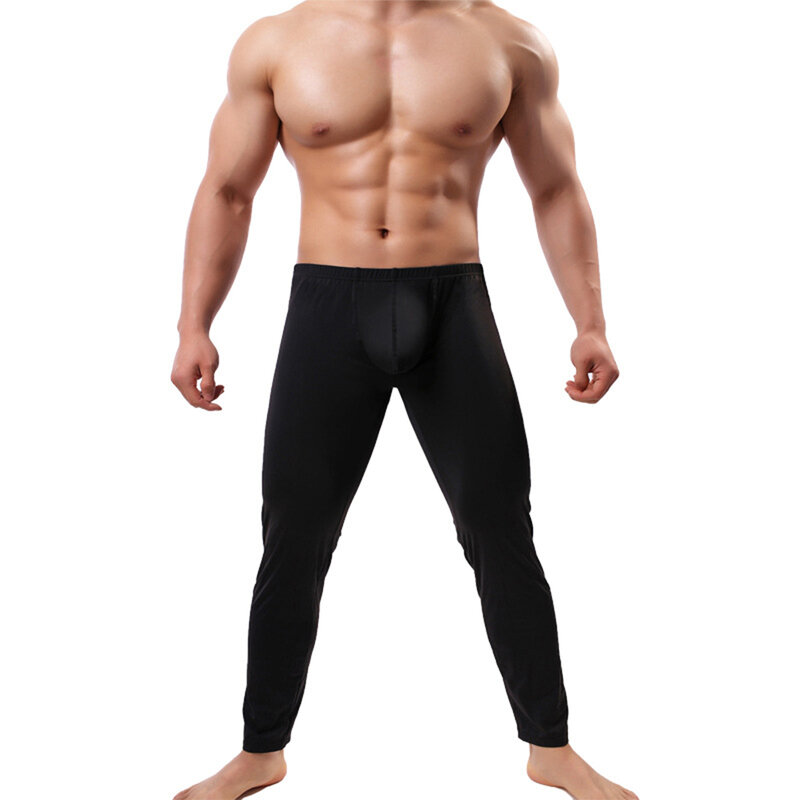 Мужское термобелье, штаны, тонкие ледяные леггинсы, эластичные кальсоны, тренировочные спортивные брюки для фитнеса, осенняя повседневная одежда для сна