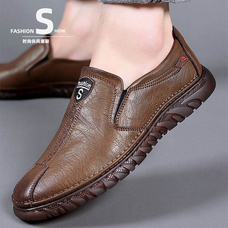 Verão sapatos casuais masculinos marca de couro respirável mocassins confortáveis ao ar livre caminhada calçados masculinos zapatos hombre