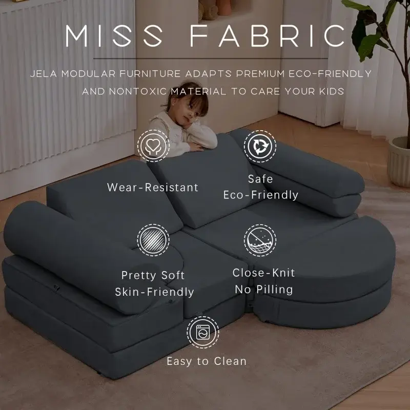 Jela Kids Couch 14Pcs Luxe, Vloer Sofa Modulair Meubilair Voor Volwassenen, Speelhuisje Speelset Peuters Baby 'S, Modul