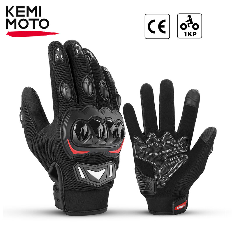 KEMIMOTO ถุงมือรถจักรยานยนต์ ถุงมือขี่มอเตอร์ไซค์ฤดูร้อนพร้อมหน้าจอสัมผัสแบบแข็ง ถุงมือมอเตอร์ไซด์เต็มนิ้ว ถุงมือยุทธวิธีสำหรับจักรยานสกปรก Motocross ATV UTV Racing สำหรับผู้ชายผู้หญิงจักรยาน MTB กีฬากลางแจ้ง